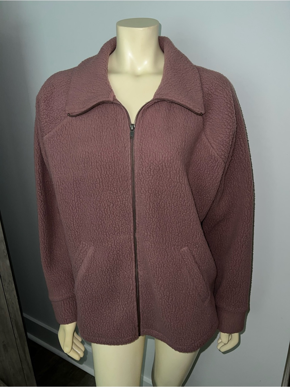 Torrid BNWT 2X(18-20) mauve/rose taupe sherpa zip-up fleece lounge jacket